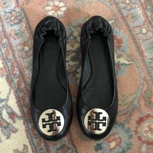 Black/Silver Tory Burch Flats